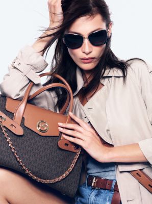 Carmen Large Logo and Leather Belted Satchel | Michael Kors Canada