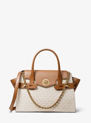 Carmen Large Logo and Leather Belted Satchel | Michael Kors