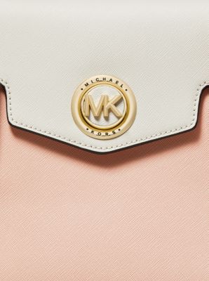 Michael Kors Carmen Medium Colorblock Faux Saffiano Leather Belted