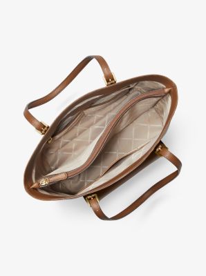 Bolso tote Jet Set grande de piel con bolsillo in LUGGAGE | Michael Kors