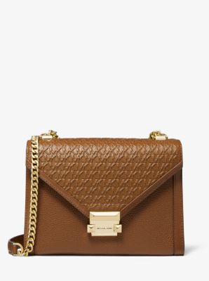 Whitney Large Logo Debossed Pebbled Leather Convertible Shoulder