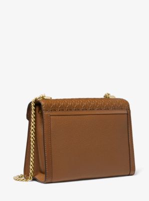 Whitney Large Logo Debossed Pebbled Leather Convertible Shoulder Bag ...