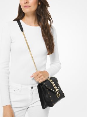 Whitney Large Studded Leather Convertible Shoulder Bag Michael