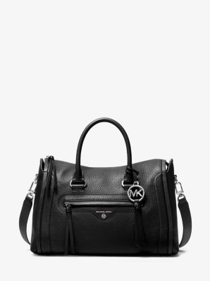 michael kors black leather satchel