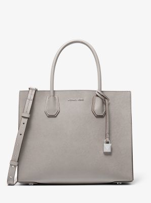 Michael Kors Mercer Large Leather Tote - Pearl Grey