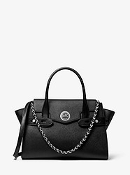 Carmen Large Saffiano Leather Belted Satchel  - BLACK - 30S0SNMS3L