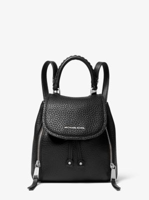 black pebbled leather backpack