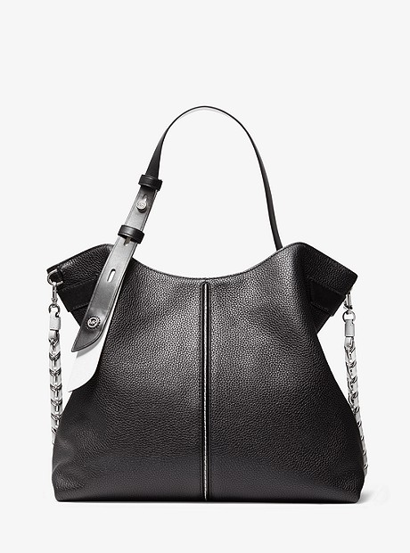 Downtown Astor Large Pebbled Leather Shoulder Bag - BLACK/WHITE - 30S0SW2L9Y