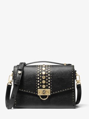 Michael Kors Ladies Black Hendrix Medium Leather Messenger Bag