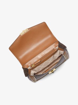 GUESS Logo Shoulder Bag Light Brown Silver Hardware Convertible Adjustable  Strap