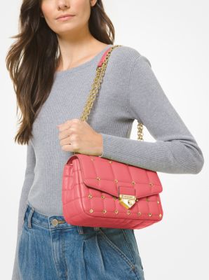 Schultertasche Soho Large aus abgestepptem Leder mit Nieten image number 3