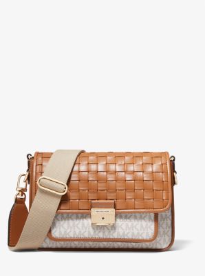 Bradshaw Medium Logo and Woven Leather Messenger Bag | Michael Kors