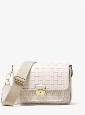 Bradshaw Medium Logo and Woven Leather Messenger Bag | Michael Kors