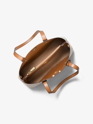 Mel Medium Logo Tote Bag in VANILLA/ACORN | Michael Kors