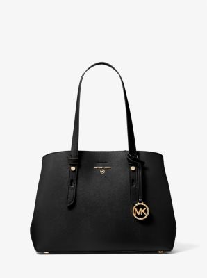 Michael Kors Mel Saffiano Black Leather Large Tote Shoulder Handbag