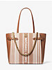 Carmen Large Striped Jacquard and Leather Tote Bag image number 0