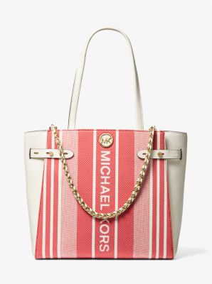 michael kors pink and white striped purse