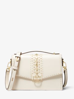 Hendrix Medium Studded Leather Messenger Bag | Michael Kors