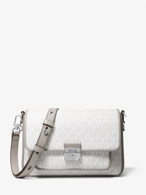 Bolso messenger Bradshaw mediano con logotipo in BLANCO INTENSO/GRIS PERLA | Michael Kors
