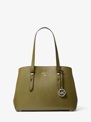 Michael Kors Mel Medium Saffiano Leather Tote Bag in Natural