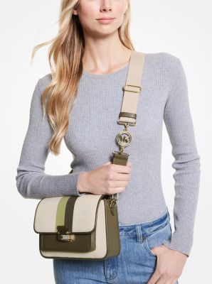 Bradshaw Medium Striped Canvas and Faux Leather Messenger Bag