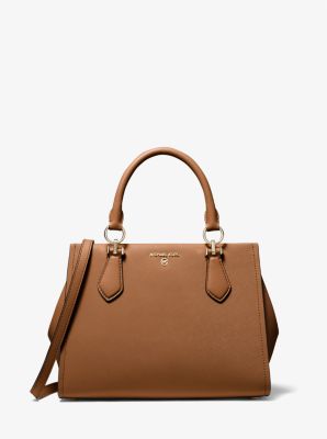 Michael Kors Hamilton Legacy Large Leather Belted Satchel For Women (Brown, FS)