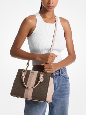 Marilyn Medium Logo Stripe Satchel