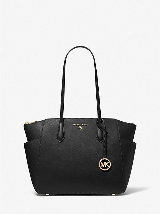Marilyn Medium Saffiano Leather Tote Bag Black