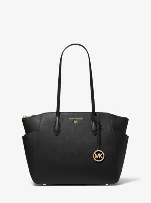 Michaelkors Marilyn Medium Saffiano Leather Tote Bag,BLACK
