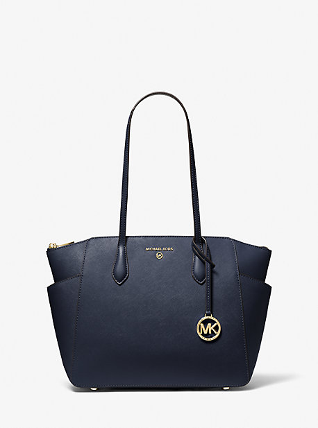 Michael Kors Marilyn Medium Saffiano Leather Tote Bag In Blue