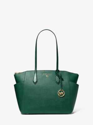 Michael Kors Marilyn Medium Saffiano Leather Tote Bag Bosco Color