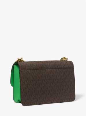 Borsa a spalla Heather grande con logo in VERDE PALMA | Michael Kors