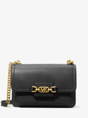 Michael Kors $328 Ava Flowers Small Leather Satchel Handbag Purse Black