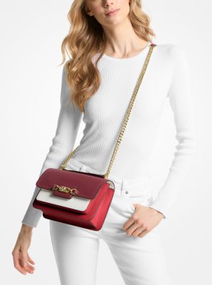 Heather Large Color Block Leather Shoulder Bag