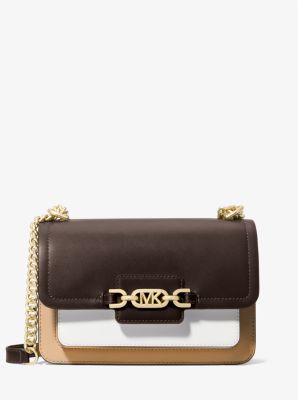 MK Heather Large Color-Block Leather Shoulder Bag - Brown - Michael Kors MICHAEL Michael Kors