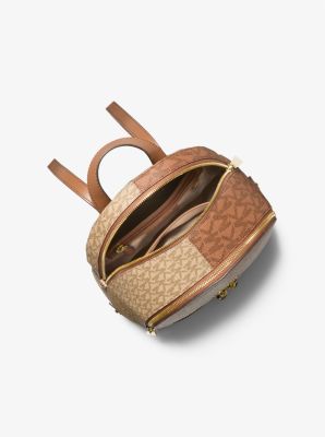 Rhea Medium Two-Tone Logo Backpack in CAMEL COMBO | Michael Kors