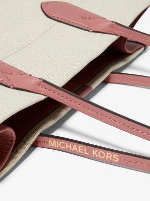 Michael Kors Ladies Heidi Large Stripe Canvas Tote Bag- Luggae