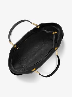 Michael Kors Jet Set Travel Chain Shoulder Tote Bag Black Saffiano