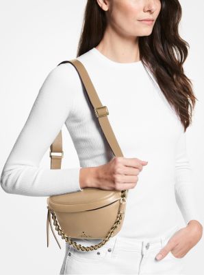 MICHAEL KORS SLATER PEBBLED LEATHER BACKPACK WITH GOLD CHAIN Woman Camel