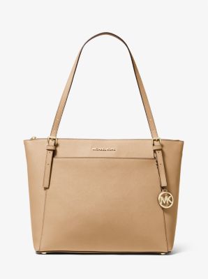 Michael Michael Kors Voyager Large Saffiano Leather Top-Zip Brown Tote Bag