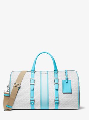 Michael Kors Blue White Stripe Tote Handbag Shoulder Bag Purse XL Carryall