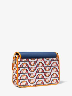 MK X ellesse Bradshaw Printed Canvas and Scuba Messenger Bag image number 2