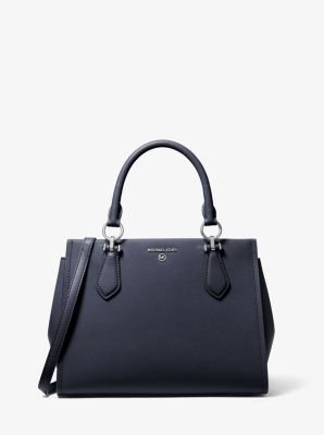 Michael Kors Marilyn Medium Color-block Saffiano Leather Satchel in Blue