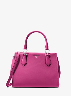 Michael Kors Marilyn Medium Top Zip Dahlia Pink Saffiano Leather Shoulder  Tote