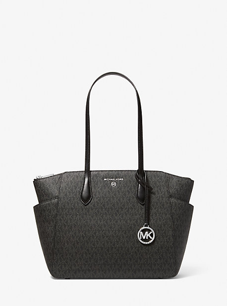 MK Marilyn Medium Logo Tote Bag - Black - Michael Kors