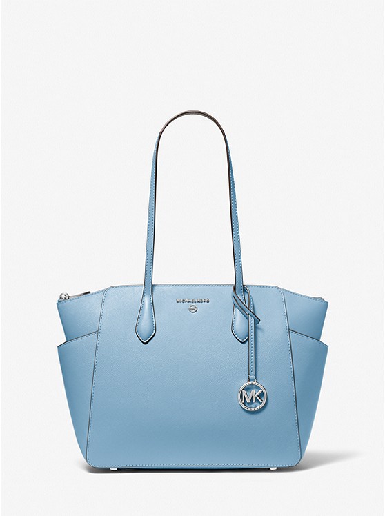 Marilyn Medium Saffiano Leather Tote Bag Chambray