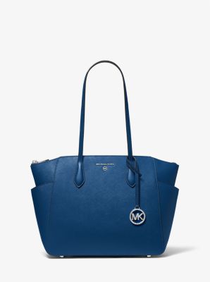 Michael Kors navy blue Saffiano shops Leather Tote Bag