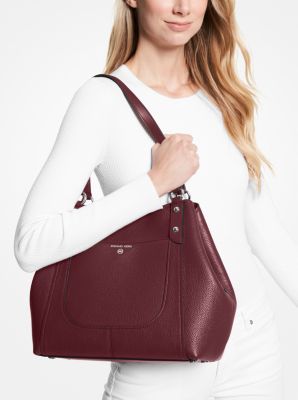 Michael Kors, Bags, Michael Kors Maisie Large Pebbled Leather 3in Tote  Bag Merlot Multi Color