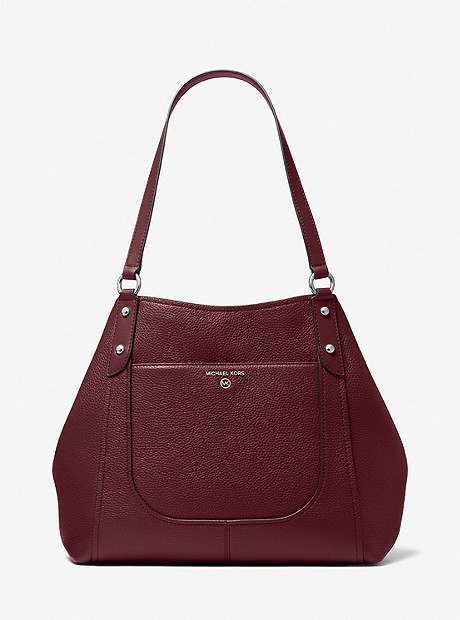 Molly Large Pebbled Leather Tote Bag - MERLOT - 30S2S6ME3L