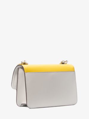 Borsa a spalla Heather grande in pelle color block